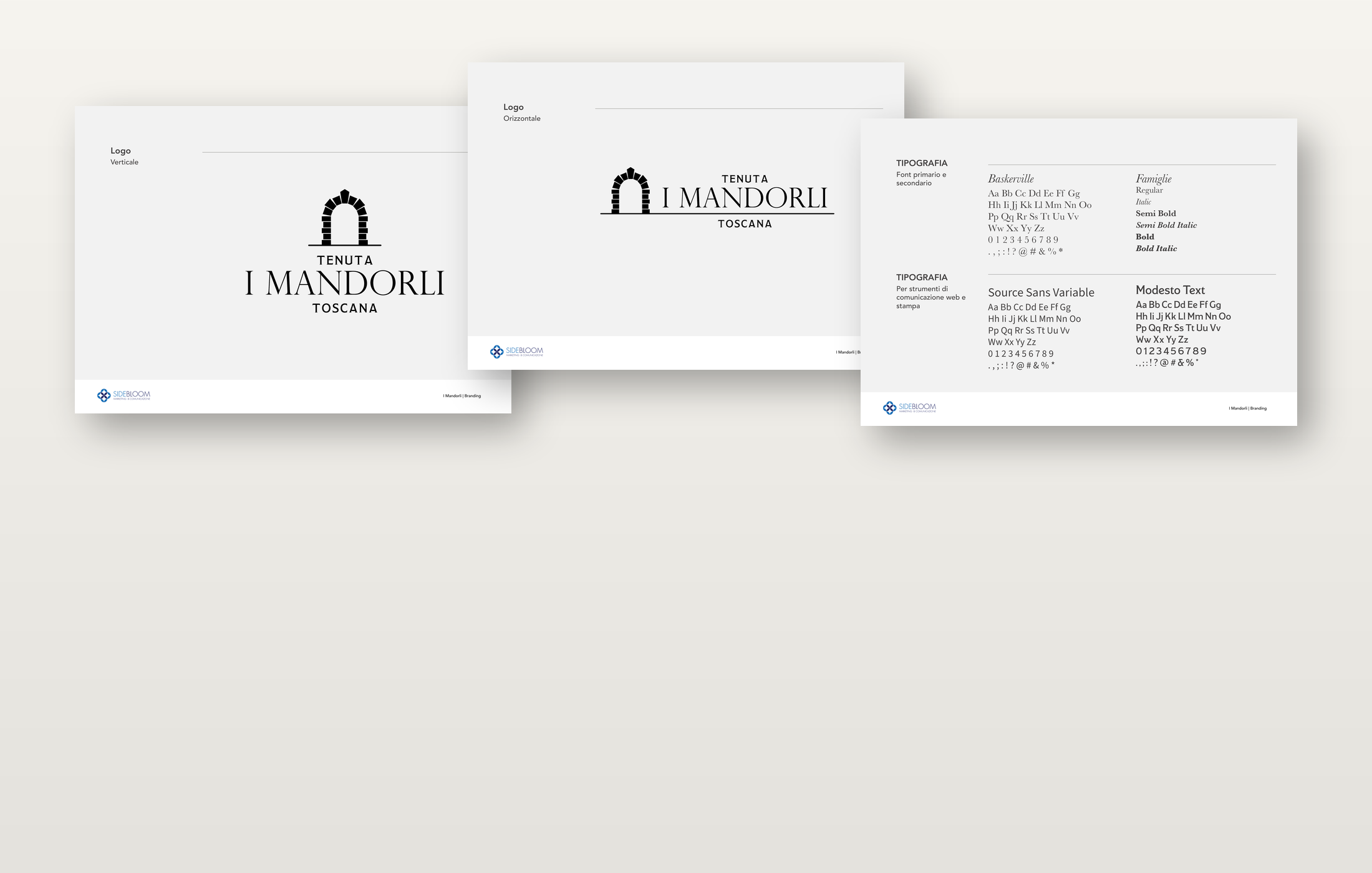 Brand identity Tenuta I Mandorli: logo, tipografia e palette